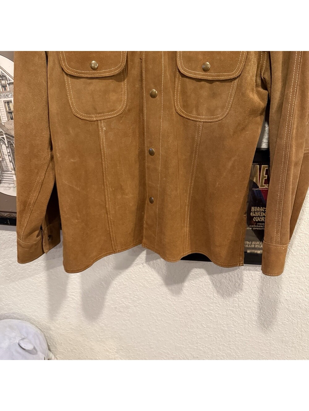 Vintage 70s RARE JC Penney Roughout Suede Snap Disco Jacket Mens Size 42 M/L - Picture 5 of 7